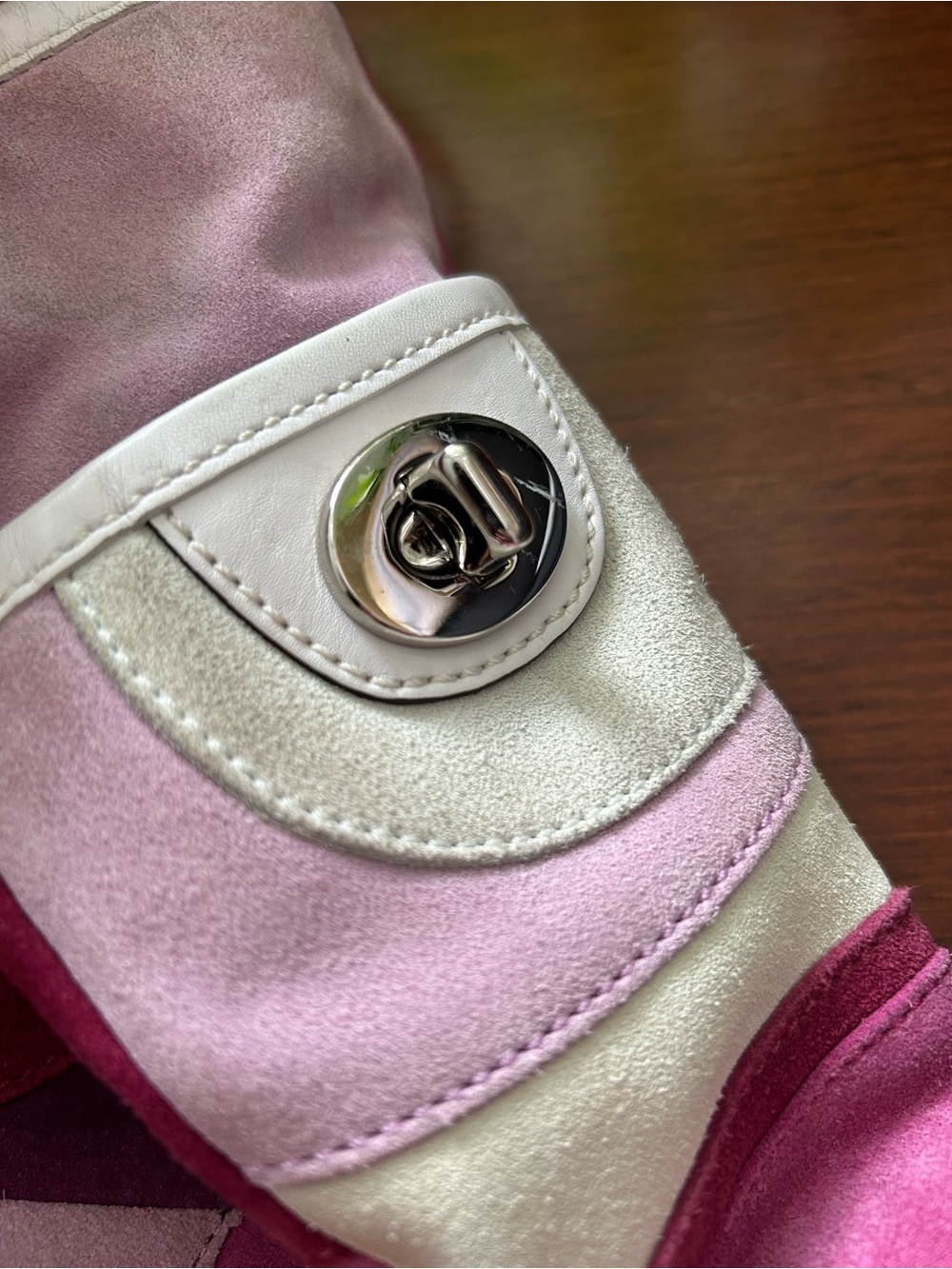 Y2K Coach Pink Suede Optic Tote - Picture 6 of 10
